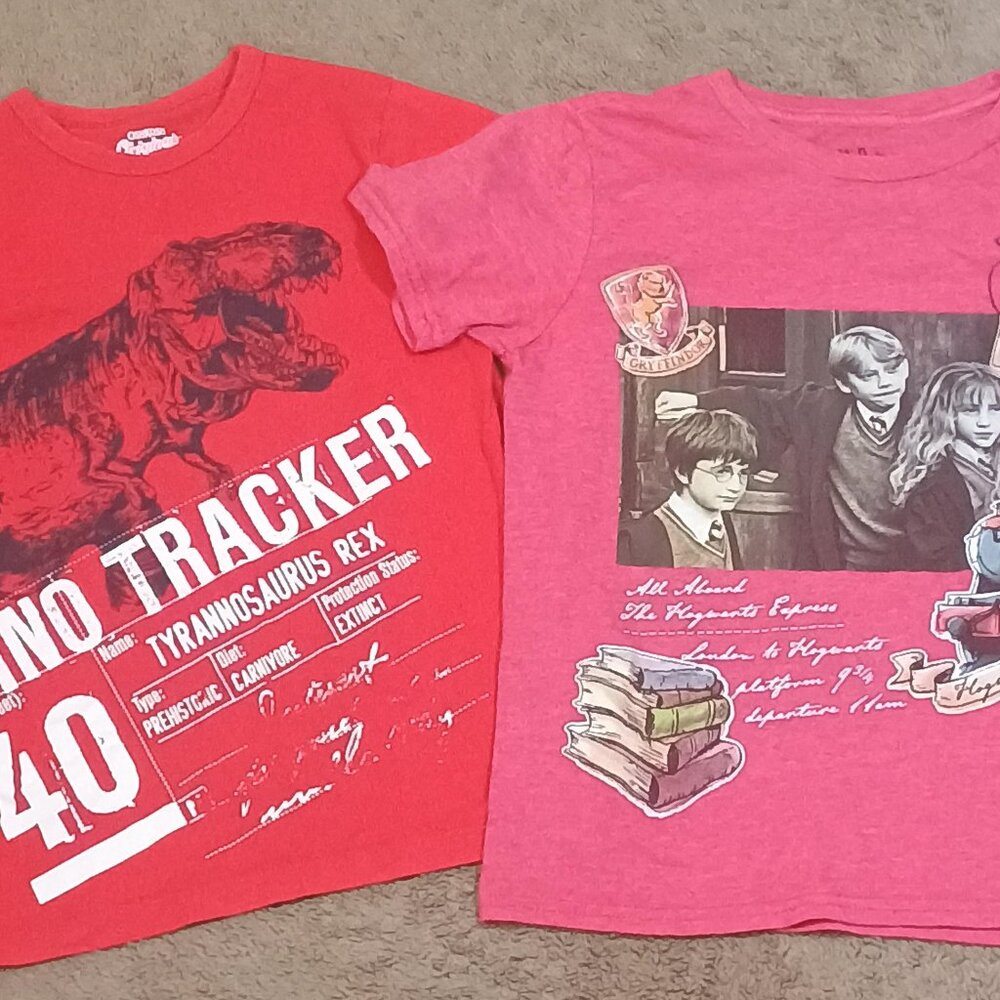 OshKosh Harry Potter Boys Graphic T Shirt Bundle Size 10/M Red Dino Tracker Hogw